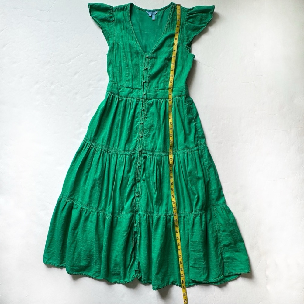Draper James Tiered Midi Dress Womens 2 Kelly Green Lainey Textured Lined - Picture 11 of 16